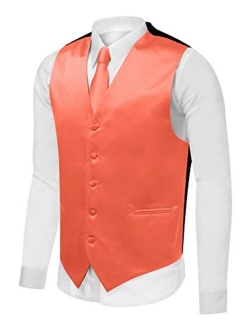 Azzurro Men's Dress Vest Set Neck Tie, Hanky for Suit or Tuxedo