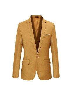 VOBAGA Men's Slim Fit Stylish Casual One Button Suit Coat Jacket Business Blazers