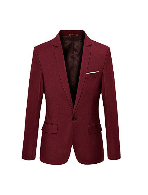 VOBAGA Men's Slim Fit Stylish Casual One Button Suit Coat Jacket Business Blazers