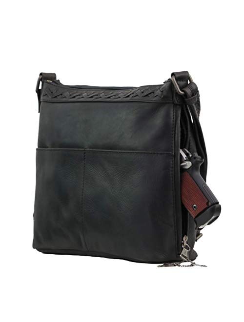 Concealed Carry Faith Distressed Leather Crossbody by Lady Conceal