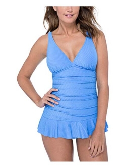 Profile by Gottex Women's Cup Sized V-Neck Swimdress One Piece Swimsuit