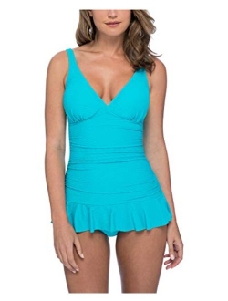 Profile by Gottex Women's Cup Sized V-Neck Swimdress One Piece Swimsuit