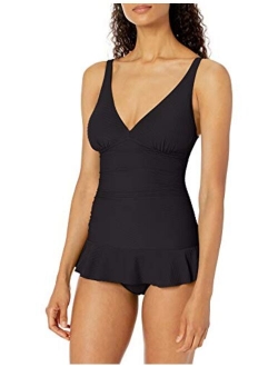 Profile by Gottex Women's Cup Sized V-Neck Swimdress One Piece Swimsuit