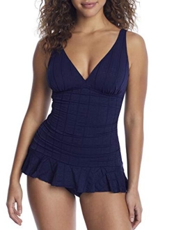 Profile by Gottex Women's Cup Sized V-Neck Swimdress One Piece Swimsuit