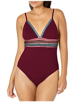 Women's V-Neck One Piece Swimsuit