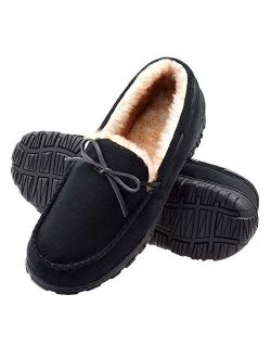 VLLY Mens Slippers Moccasins for Men Cozy Pile Lined with Microsuede Upper Indoor Outdoor Slip On House Shoes