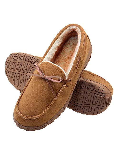 VLLY Mens Slippers Moccasins for Men Cozy Pile Lined with Microsuede Upper Indoor Outdoor Slip On House Shoes