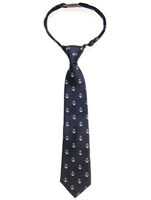 Retreez Classic Anchor Pattern Woven Microfiber Pre-tied Boy's Tie