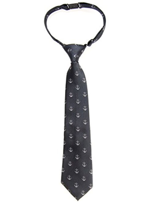 Retreez Classic Anchor Pattern Woven Microfiber Pre-tied Boy's Tie