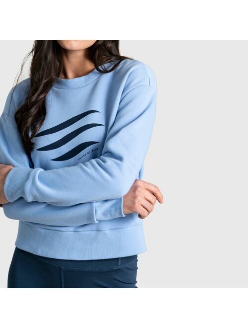 Women's United By Blue Logo Waves Graphic Pullover Sweatshirt