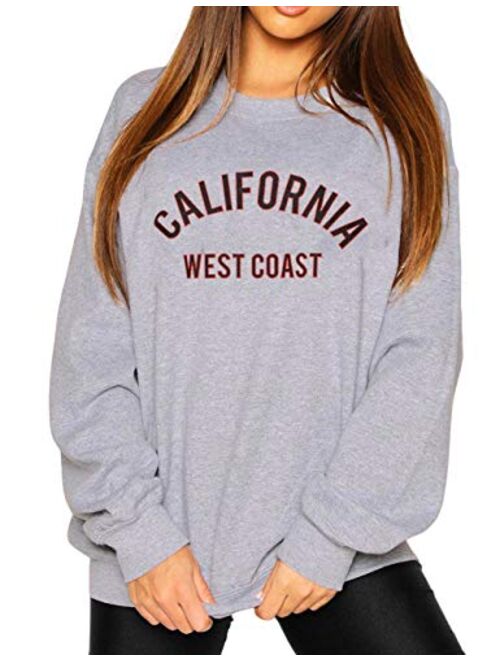 HeSaYep Women's Oversized Sweatshirt Crewneck Boyfriend Long Sleeve Pullover Letter Graphic Jumper