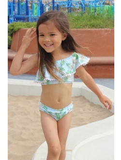 Girls Green Perfectly Prim One Shoulder Bikini 2 Pc Swimsuit
