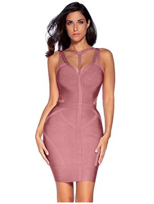 meilun Women's Bandage Dress Spaghetti Strap V-Neck Bandage Bodycon Party Dresses