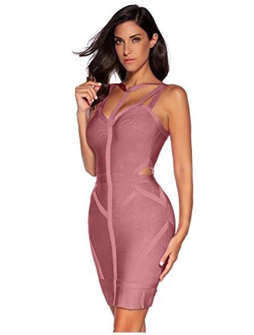 meilun Women's Bandage Dress Spaghetti Strap V-Neck Bandage Bodycon Party Dresses