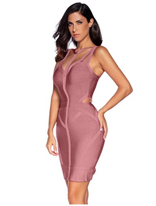 meilun Women's Bandage Dress Spaghetti Strap V-Neck Bandage Bodycon Party Dresses