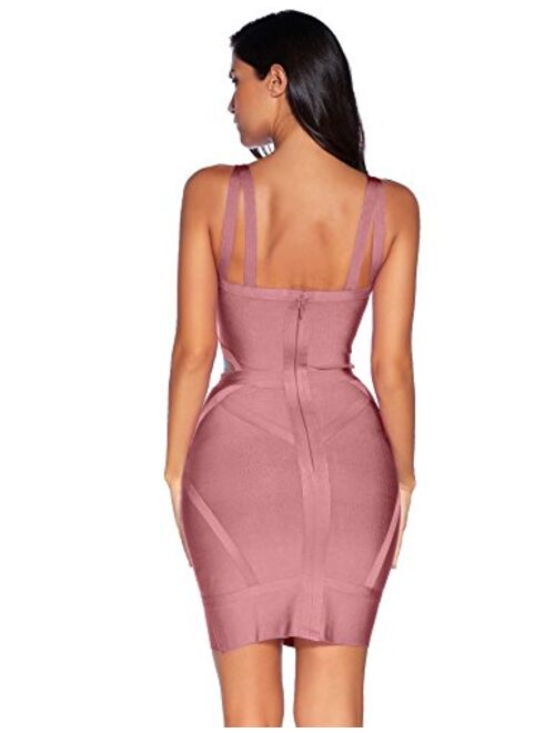 meilun Women's Bandage Dress Spaghetti Strap V-Neck Bandage Bodycon Party Dresses