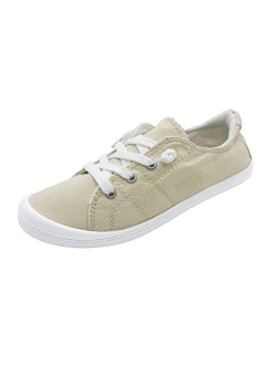 Women’s Slip-On Canvas Sneaker Fashion Low Top Casual Shoes Lace up Classic Walking Shoes