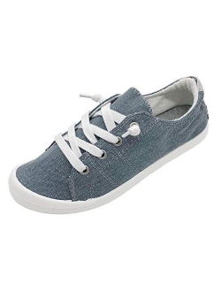 Women’s Slip-On Canvas Sneaker Fashion Low Top Casual Shoes Lace up Classic Walking Shoes