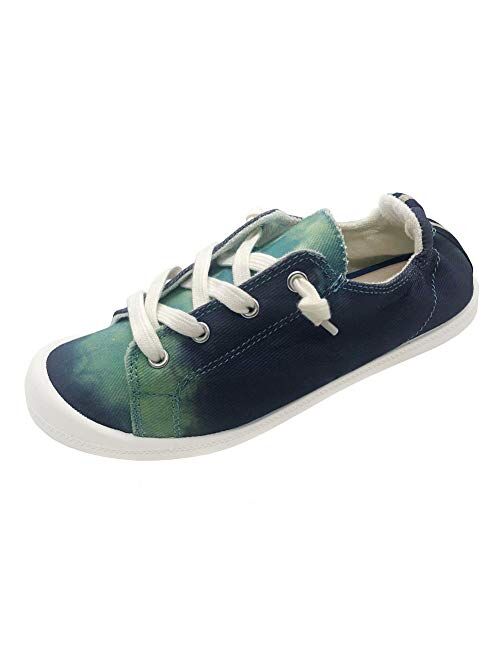 Women’s Slip-On Canvas Sneaker Fashion Low Top Casual Shoes Lace up Classic Walking Shoes