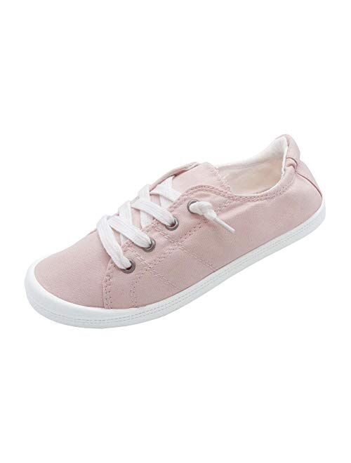 Women’s Slip-On Canvas Sneaker Fashion Low Top Casual Shoes Lace up Classic Walking Shoes