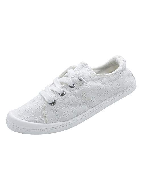 Women’s Slip-On Canvas Sneaker Fashion Low Top Casual Shoes Lace up Classic Walking Shoes