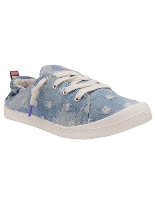 Sugar Women's Genius Comfortable Slip On Sneaker Shoe with No-Tie Laces and Cute Design