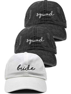 Funky Junque 3 Pack Bridal Dad Hats - 1 Bride, 2 Squad