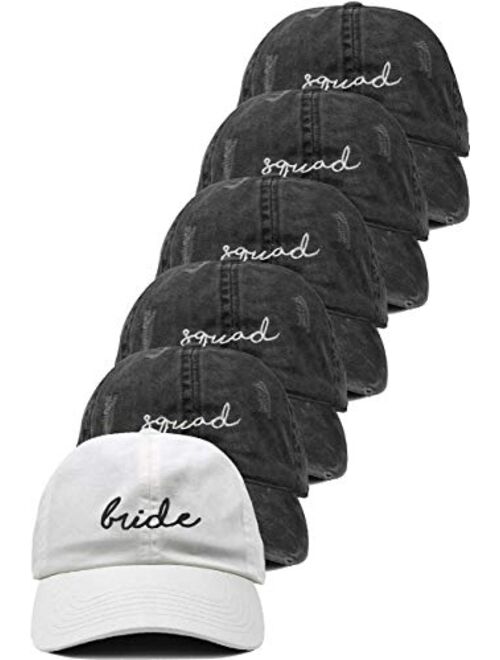 Funky Junque 6 Pack Bridal Dad Hats - 1 Bride, 5 Squad