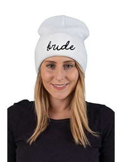 Funky Junque Womens Bride Beanie Warm Knit Embroidered Bride Tribe Skull Cap Hat