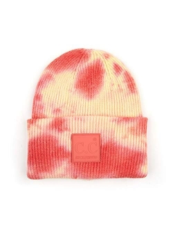 Funky Junque Women’s Tie Dye Solid Beanie Cuffed Winter Knit Watch Hat Skull Cap