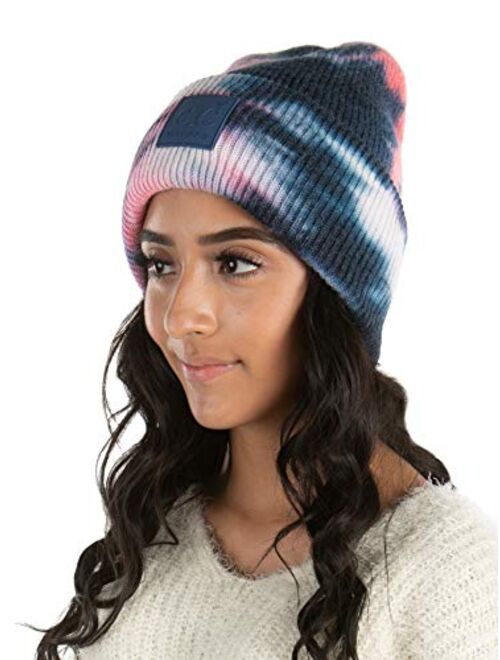 Funky Junque Women’s Tie Dye Solid Beanie Cuffed Winter Knit Watch Hat Skull Cap