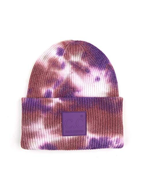 Funky Junque Women’s Tie Dye Solid Beanie Cuffed Winter Knit Watch Hat Skull Cap