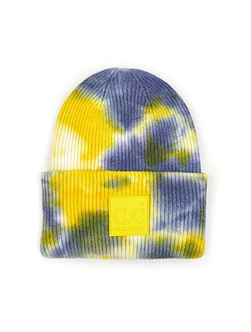 Funky Junque Women’s Tie Dye Solid Beanie Cuffed Winter Knit Watch Hat Skull Cap