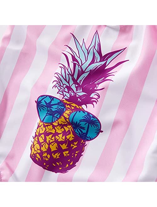 IFFEI Family Matching Swimsuit Pineapple Printed Striped Monokini One Piece Bathing Suit Beach Wear