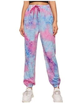 PUWEI Unisex's 3D Printed Cuffed Tie Dye Loose Jogger Sweatpants Lounge Pants