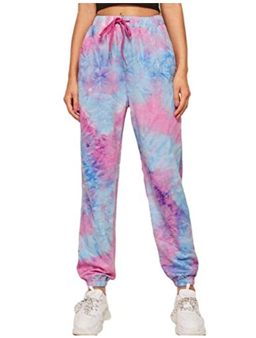 PUWEI Unisex's 3D Printed Cuffed Tie Dye Loose Jogger Sweatpants Lounge Pants