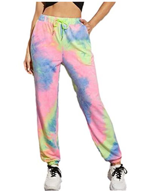 PUWEI Unisex's 3D Printed Cuffed Tie Dye Loose Jogger Sweatpants Lounge Pants