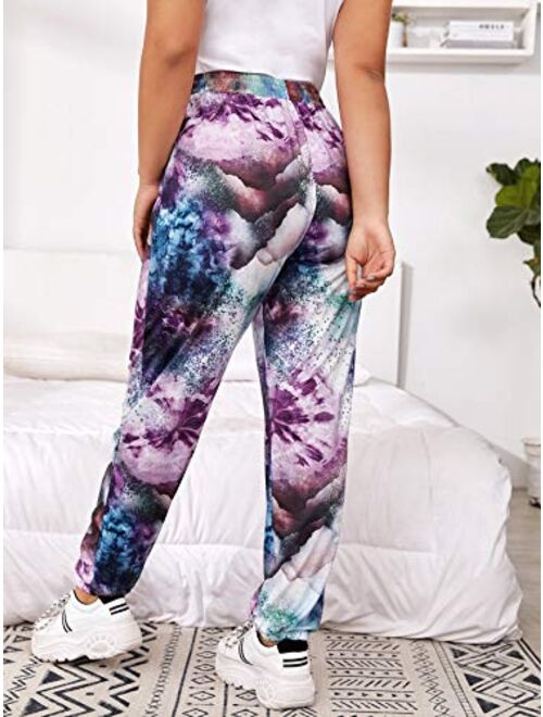 Milumia Women's Plus Size Tie Dye Lightweight Elastic Waist Joggers Sweatpants