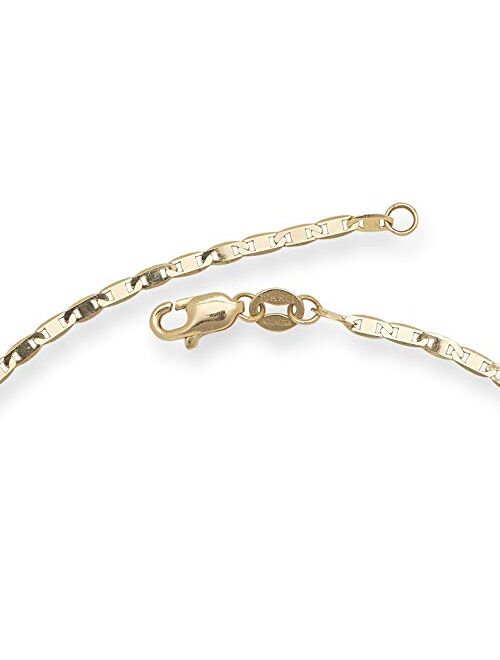 Jewelryweb Solid 10K Yellow Gold 10 Inch 2.2mm Mariner Link Anklet for women and teens