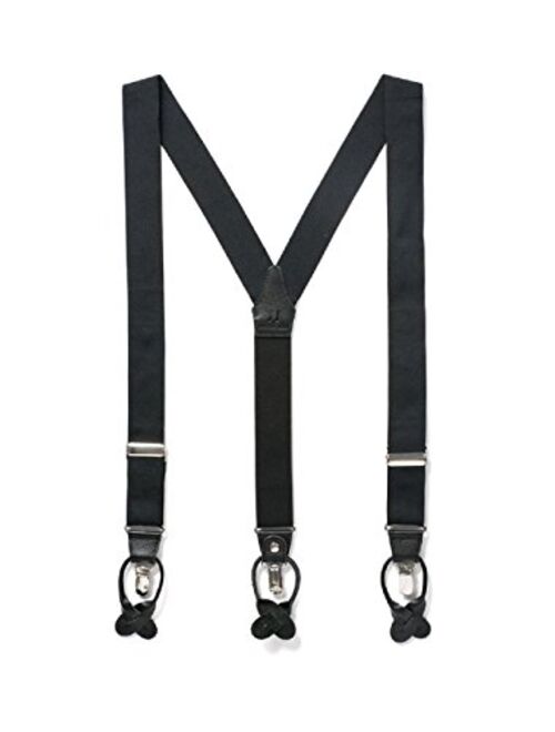 JJ SUSPENDERS Tuxedo Suspenders for Men with Leather Detailing & Interchangeable Clips