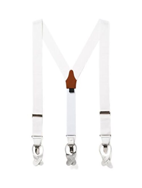 JJ SUSPENDERS Tuxedo Suspenders for Men with Leather Detailing & Interchangeable Clips