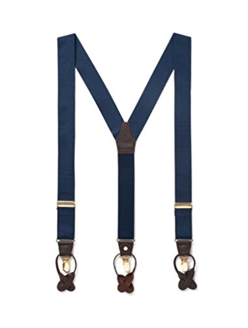 JJ SUSPENDERS Tuxedo Suspenders for Men with Leather Detailing & Interchangeable Clips