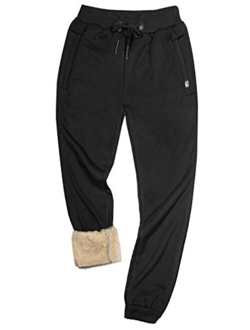 Yeokou Mens Winter Warm Sherpa Lined Active Jogger Fleece Sweatpants Pant