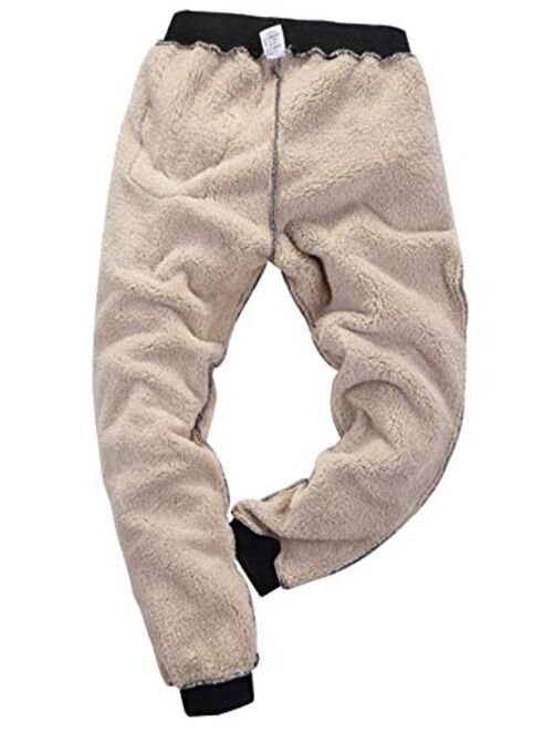 Yeokou Mens Winter Warm Sherpa Lined Active Jogger Fleece Sweatpants Pant