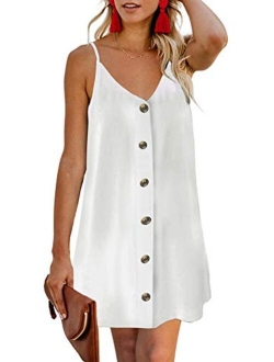 Chase Secret Women’s V Neck Spaghetti Strap Sleeveless Mini Casual Sun Dress