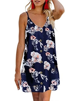 Chase Secret Women’s V Neck Spaghetti Strap Sleeveless Mini Casual Sun Dress