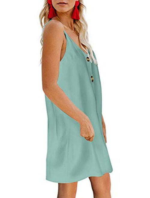 Chase Secret Women’s V Neck Spaghetti Strap Sleeveless Mini Casual Sun Dress