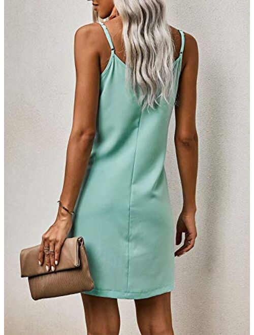 Chase Secret Women’s V Neck Spaghetti Strap Sleeveless Mini Casual Sun Dress