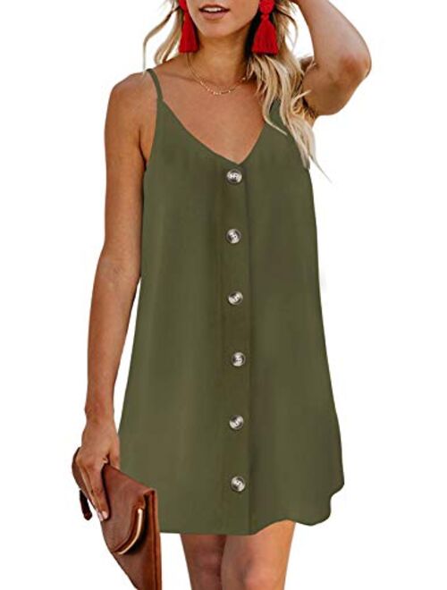 Chase Secret Women’s V Neck Spaghetti Strap Sleeveless Mini Casual Sun Dress