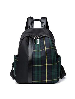 Mn&Sue Dual Use Plaid Backpack Purse for Women Schoolbag Casual Daypack Rucksack